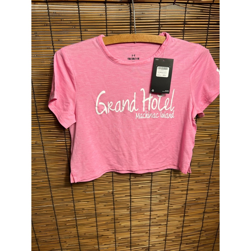 Under Armour Youth Medium Grand Hotel Mackinac Island Pink Crop Tee Shirt